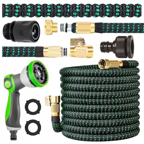 WĄŻ OGRODOWY ROZCIĄGLIWY ZŁĄCZKI 1/2 3/4 PISTOLET WZMOCNIONY PREMIUM