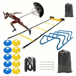 DUŻY ZESTAW TRENINGOWY TRENAŻER PACHOŁKI DRABINKA KOORDYNACYJNA PŁOTKI XXL