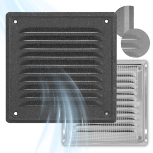 KRATKA WENTYLACYJNA METALOWA Z SIATKĄ 14x14 GRAFIT