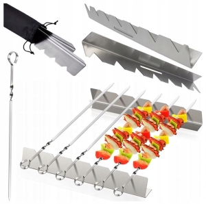 6X SZPIKULCE DO SZASZŁYKÓW GRILLA Z PODSTAWKĄ STALOWE + TORBA STAL ZESTAW