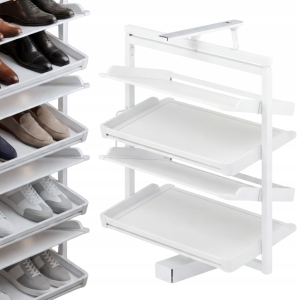 KOSZ NA BUTY OBUWIE OBROTOWY 4 PÓŁKI WYSUWANY DO GARDEROBY SZAFY BIAŁY