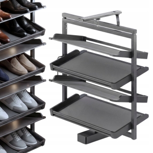 KOSZ NA BUTY OBUWIE OBROTOWY 4 PÓŁKI WYSUWANY DO GARDEROBY SZAFY ANTRACYT