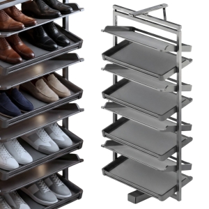 KOSZ NA BUTY OBUWIE OBROTOWY 8 PÓŁEK WYSUWANY DO GARDEROBY SZAFY ANTRACYT