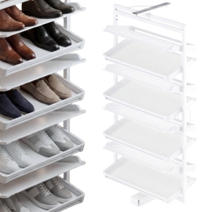 KOSZ NA BUTY OBUWIE OBROTOWY 8 PÓŁEK WYSUWANY DO GARDEROBY SZAFY BIAŁY