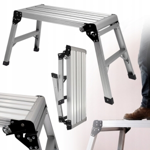 PODEST ROBOCZY ALUMINIOWY SKŁADANY 106x42x49 PLATFORMA DRABINA 150 kg