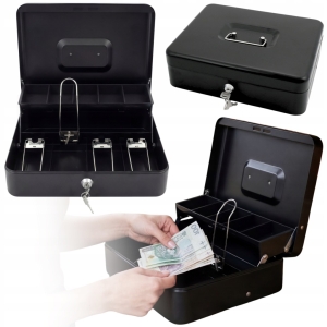 KASETKA KASJERSKA NA KLUCZ SEJF SKRYTKA PIENIĄDZE BILON BANKNOTY METAL