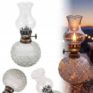 LAMPA NAFTOWA MINI 19 cm LATARNIA DOMOWA OGRODOWA SZKLANA LAMPKA