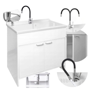 Zestaw: Szafka + Zlew 80x50 + bateria z wylewką + dozownik