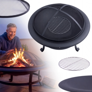 PALENISKO OGRODOWE 76 cm OKRĄGŁE Z RUSZTEM POKRYWA GRIL OGNISKO