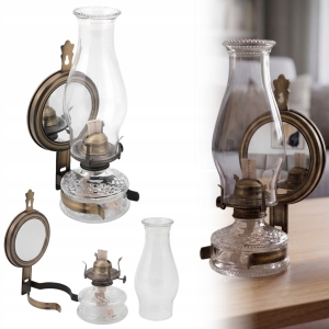 LAMPA NAFTOWA 31 cm Z LUSTREM MAXI LATARNIA DOMOWA OGRODOWA STARY MOSIĄDZ