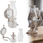LAMPA NAFTOWA 31 cm Z LUSTREM MAXI LATARNIA DOMOWA OGRODOWA NIKIEL