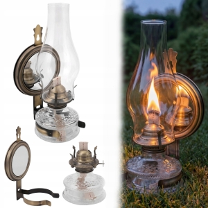 LAMPA NAFTOWA 31 cm Z LUSTREM LATARNIA DOMOWA OGRODOWA STARY MOSIĄDZ