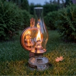 LAMPA NAFTOWA 31 cm Z LUSTREM LATARNIA DOMOWA OGRODOWA STARY MIEDŹ