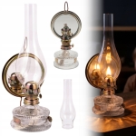 LAMPA NAFTOWA 35 cm 11' Z LUSTREM LATARNIA DOMOWA OGRODOWA SZKLANA ŚWIATŁO