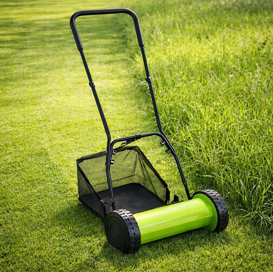 KOSIARKA RĘCZNA BĘBNOWA MECHANICZNA WRZECIONOWA PCHANA Z KOSZEM 16" 40 cm