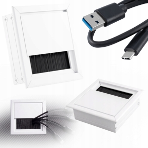 PRZEPUST KABLA ALUMINIOWY 80x80 mm SZCZOTKA MASKUJĄCA PRZELOTKA BIAŁY