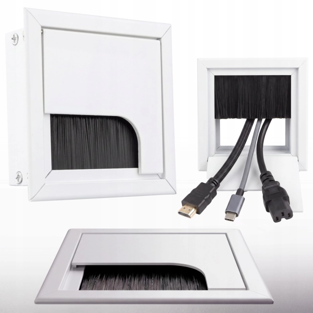 PRZEPUST KABLA KABLI ALU 80x80 mm SZCZOTKA MASKUJĄCA PRZELOTKA BIAŁY