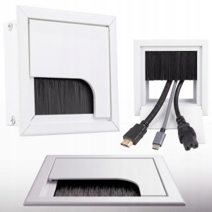 PRZEPUST KABLA KABLI ALU 80x80 mm SZCZOTKA MASKUJĄCA PRZELOTKA BIAŁY