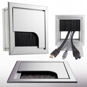 PRZEPUST KABLA KABLI ALU 80x80 mm SZCZOTKA MASKUJĄCA PRZELOTKA CHROM MAT