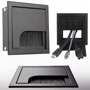PRZEPUST KABLA KABLI ALU 80x80 mm SZCZOTKA MASKUJĄCA PRZELOTKA CZARNY