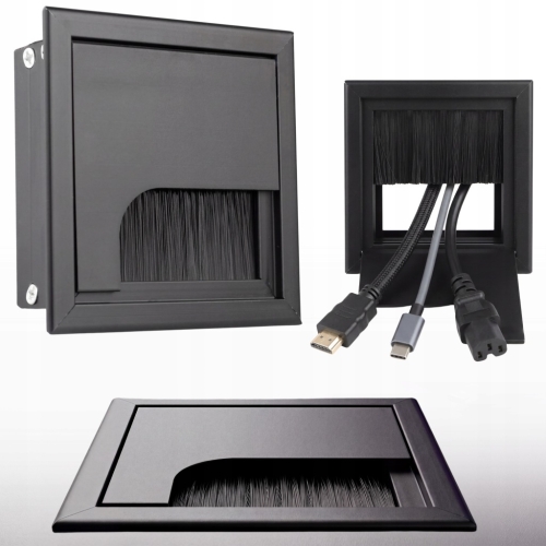 PRZEPUST KABLA KABLI ALU 80x80 mm SZCZOTKA MASKUJĄCA PRZELOTKA CZARNY