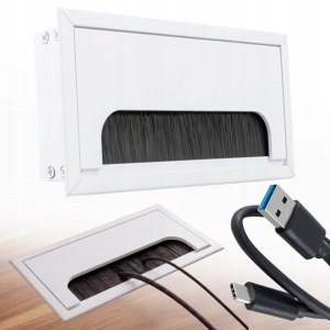 PRZEPUST KABLA KABLI ALU 80x160 mm SZCZOTKA MASKUJĄCA PRZELOTKA BIAŁY