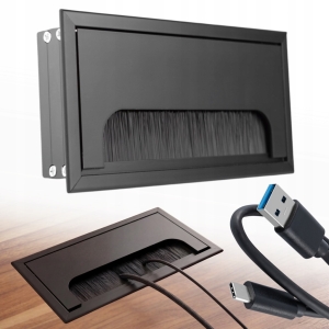 PRZEPUST KABLA KABLI ALU 80x160 mm SZCZOTKA MASKUJĄCA PRZELOTKA CZARNY