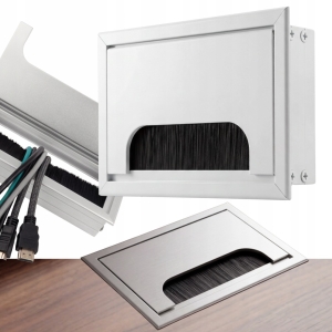 PRZEPUST KABLA KABLI ALU 80x120 mm SZCZOTKA MASKUJĄCA PRZELOTKA CHROM MAT
