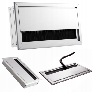 PRZEPUST KABLA ALUMINIOWY 80x160 mm SZCZOTKA MASKUJĄCA PRZELOTKA CHROM MAT