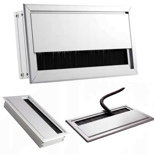 PRZEPUST KABLA ALUMINIOWY 80x160 mm SZCZOTKA MASKUJĄCA PRZELOTKA CHROM MAT