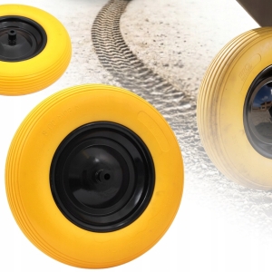 KÓŁKO DO TACZKI PEŁNE POLIURETANOWE 390 mm 4.00-8 OŚKA KOŁO DO TECZEK