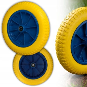 KÓŁKO DO TACZKI KOŁO DO TECZEK PEŁNE POLIURETANOWE 335 mm 3.00-8 OŚKA