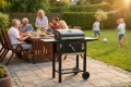 DUŻY GRILL OGRODOWY RUSZT ŻELIWNY WĘGLOWY ZAMYKANY PÓŁKI POPIELNIK