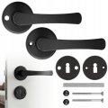 ZESTAW KLAMKA DO DRZWI DRZWIOWA SZYLK DOLNY KLUCZ ROZETA OKRĄGŁA CZARNA