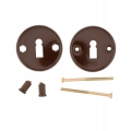ZESTAW KLAMKA DO DRZWI DRZWIOWA SZYLK DOLNY KLUCZ ROZETA OKRĄGŁA BRAZOWA