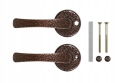 ZESTAW KLAMKA DO DRZWI DRZWIOWA SZYLK DOLNY KLUCZ ROZETA OKRĄGŁA MIEDŹ