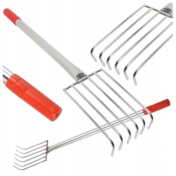 GRABIE OGRODOWE METALOWE PAZURKI DO GRABIENIA SPULCHNIANIA 6 ZĘBÓW 56 CM