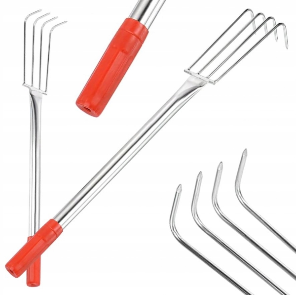 GRABIE OGRODOWE METALOWE PAZURKI DO GRABIENIA SPULCHNIANIA 4 ZĘBY 56 CM