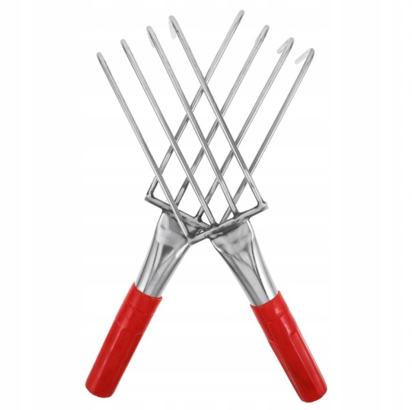 GRABIE OGRODOWE METALOWE PAZURKI DO GRABIENIA SPULCHNIANIA 4 ZĘBY 32 CM