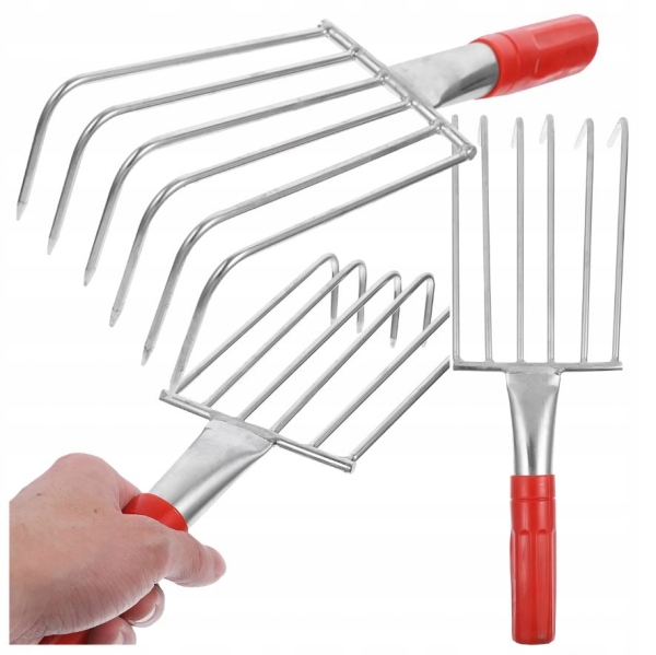 GRABIE OGRODOWE METALOWE PAZURKI DO GRABIENIA SPULCHNIANIA 6 ZĘBÓW 32CM