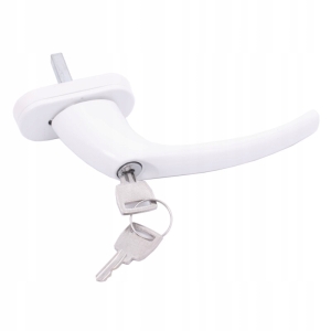 KLAMKA DO OKIEN OKIENNA DR Z ZAMKIEM KLUCZYKIEM KLUCZ BIAŁA BLOKADA