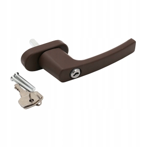 KLAMKA DO OKIEN OKIENNA DR Z ZAMKIEM KLUCZYKIEM KLUCZ BRĄZOWA BLOKADA