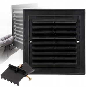 KRATKA WENTYLACYJNA NAWIEWOWA SKOŚNA PLASTIKOWA 14x14 cm CZARNA