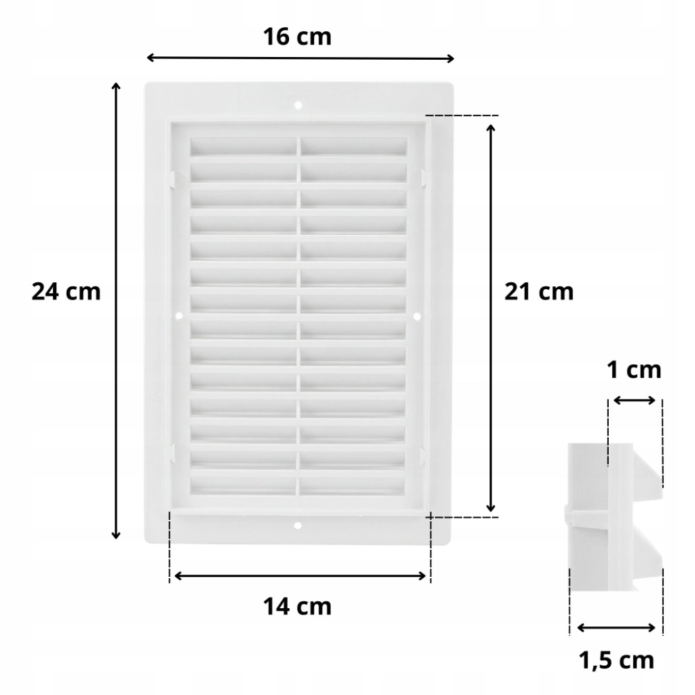 KRATKA WENTYLACYJNA NAWIEWOWA SKOŚNA PLASTIKOWA 14x21 cm BIAŁA