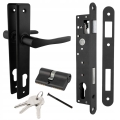 ZESTAW NATI DO FURTKI BRAMY KLAMKA 90 CZARNA ZAMEK 90/22 WKŁADKA 30/30