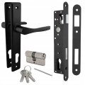 ZESTAW NATI DO FURTEK OGRODZEŃ KLAMKA 90 CZARNA ZAMEK 90/22 WKŁADKA 30/30