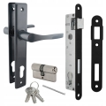 ZESTAW NATI DO FURTKI BRAM KLAMKA 90 ANTRACYT ZAMEK 90/22 WKŁADKA 30/30
