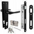 ZESTAW NATI DO FURTKI BRAM KLAMKA 90 CZARNA ZAMEK 90/22 WKŁADKA 30/30