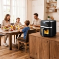 FRYTKOWNICA BEZTŁUSZCZOWA AIR FRYER 5L FRYTOWNICA 1500W 8 PROGRAMÓW MOCNA