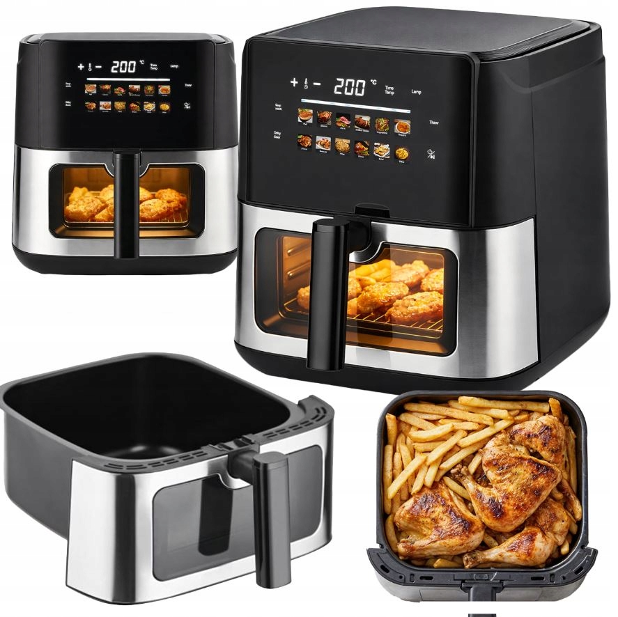 FRYTKOWNICA BEZTŁUSZCZOWA AIR FRYER 8L FRYTOWNICA 1700W 12 PROGRAMÓW MOCNA